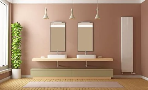 Modern brown bathroom Stock Illustration