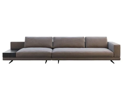 Modern brown fabric modular sofa with coffee table. 3d render Stock Illustration