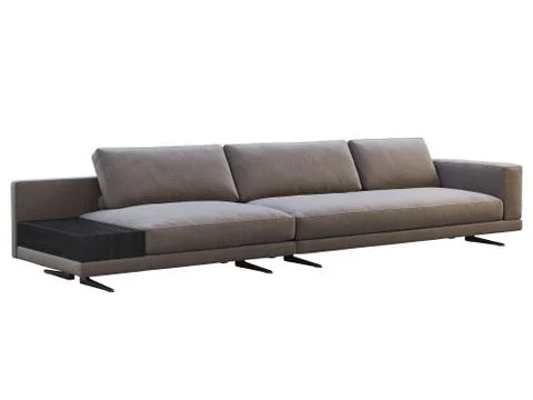 Modern brown fabric modular sofa with coffee table. 3d render Stock Illustration