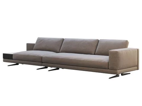 Modern brown fabric modular sofa with coffee table. 3d render Stock Illustration