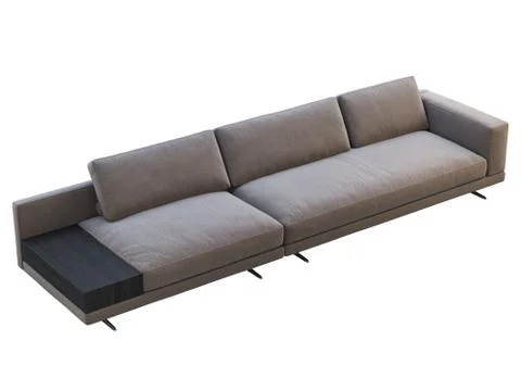 Modern brown fabric modular sofa with coffee table. 3d render Stock Illustration