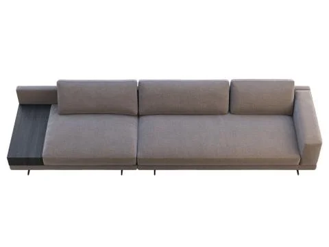 Modern brown fabric modular sofa with coffee table. 3d render Stock Illustration
