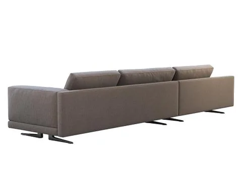 Modern brown fabric modular sofa with coffee table. 3d render Stock Illustration