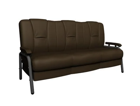 Modern brown suede couch isolated on white background. Side view. Cutout object Stock Illustration