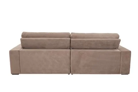 Modern brown suede couch sofa  isolated Stock Photos
