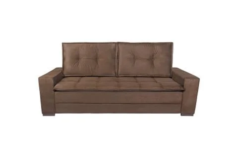 Modern brown suede couch sofa  isolated Stock Photos