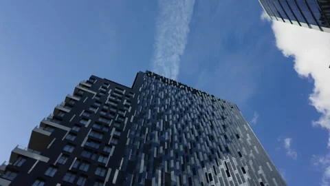 Modern Brussels skyscraper hyperlapse with dynamic sky Stock Footage 318340035