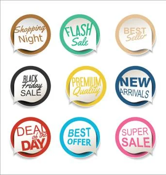 Modern bubble speech sticker collection Stock Illustration