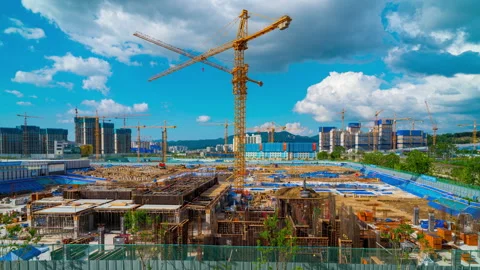 Modern buiding construction site in cloudy day at south korea 動画素材 157377023