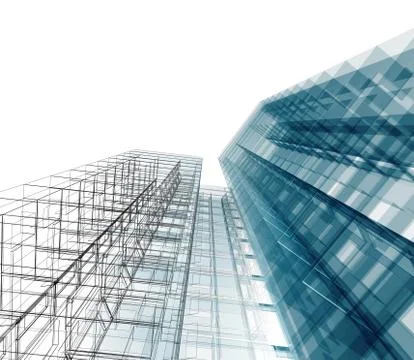 Modern building 3d rendering Ilustración de archivo