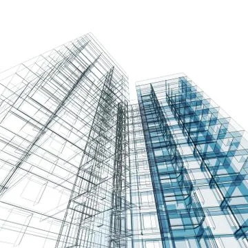 Modern building 3d rendering Ilustración de archivo