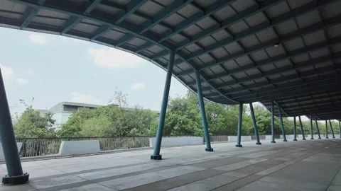 Modern building and empty walk way Stock Footage 276484613