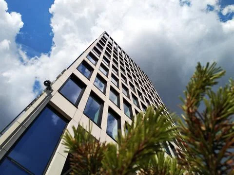 Modern building, bottom view. multi-storey office building, skyscraper. glass Stock Photos