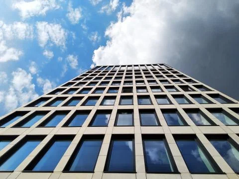 Modern building, bottom view. multi-storey office building, skyscraper. glass Stock Photos