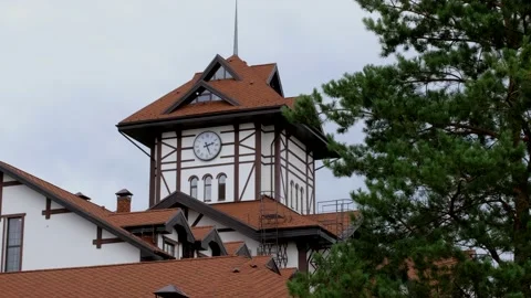 Modern building with a clock tower. Stock Footage 146181132