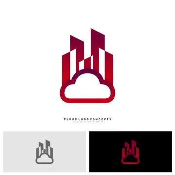Modern Building Cloud Logo Design Concept Vector. Cloud City Logo Template Ve Illustrazione stock