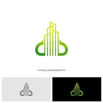 Modern Building Cloud Logo Design Concept Vector. Cloud City Logo Template Ve Stock Illustration