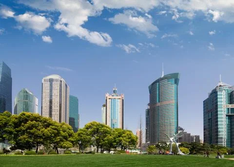 Modern building with cloud Stock Photos