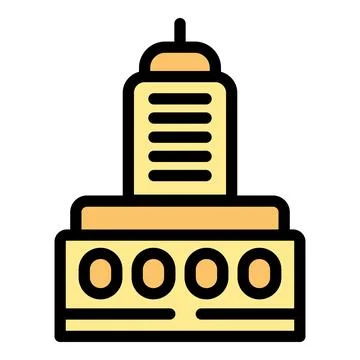 Modern building with columns on the facade representing city hall Ilustración de archivo