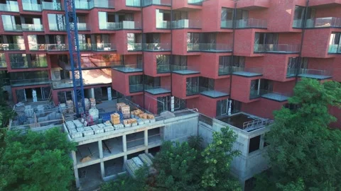 Modern building construction aerial Stock Footage 243698344