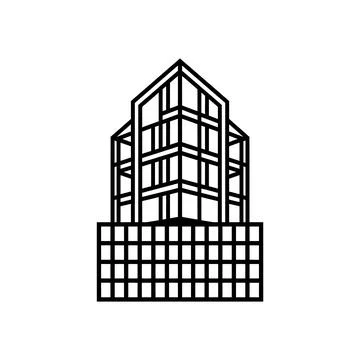 Modern building construction with geometric framework design. Stock Illustration