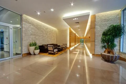 Modern building corridor Stock Photos
