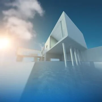 Modern building defocused 3d rendering Ilustración de archivo