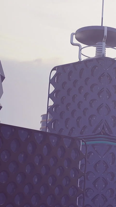 Modern building design with unique patterns and structures in urban setting Stock Footage 335450358