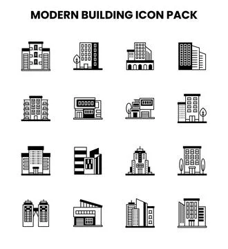 Modern Building DuoTone Bundle Icons Pack Ilustração Stock