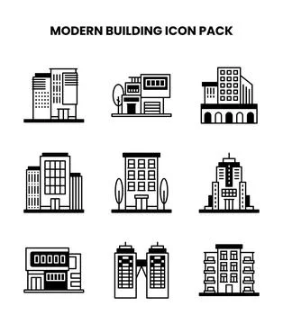 Modern Building DuoTone Bundle Icons Pack Ilustración de archivo