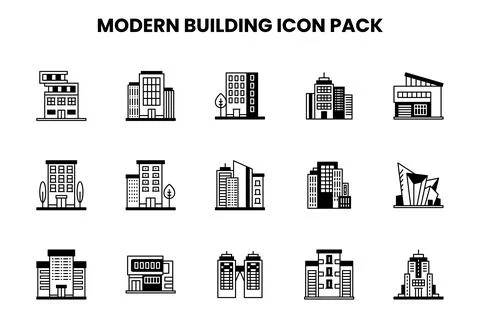Modern Building DuoTone Vector Icons Pack Stock Illustration