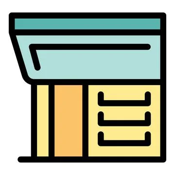 Modern building facade with canopy and drawers representing architectural i.. Ilustración de archivo