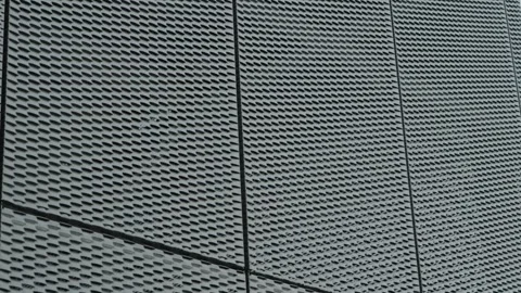 Modern Building Facade: Close-Up of Expanded Metal Mesh Texture and Pattern Video stock 309032630