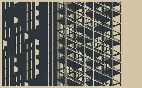 Modern building facade close-up illustration Stock Illustration