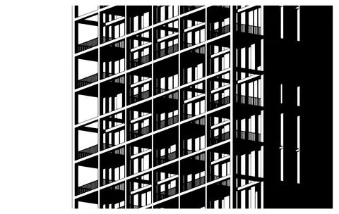 Modern building facade close up illustration Stock Illustration