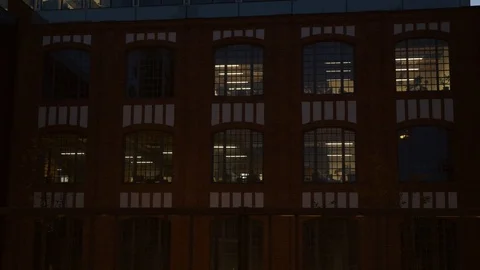 Modern building facade at dusk Stock Footage 98648482