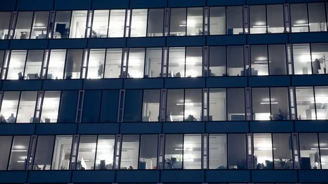 Modern building facade at dusk Stock Footage 98703533