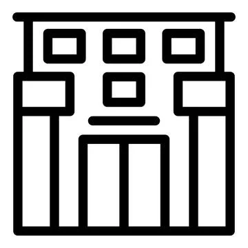 Modern building facade featuring large windows and double doors Ilustración de archivo