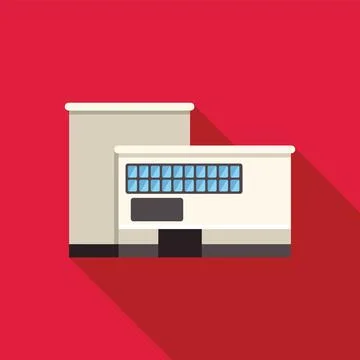 Modern building facade with large windows casting long shadow Stock Illustration