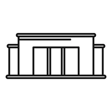 Modern building facade with large windows and columns illustration Ilustración de archivo