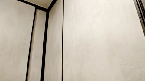 Modern Building Facade with Pale Walls and Dark Joints, Abstract Low Angle Shot Stock-Footage 341394902