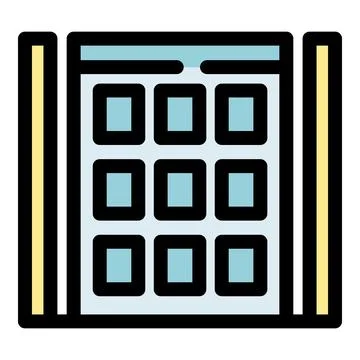 Modern building facade with rectangular windows and pillars emphasizing arc.. 스톡 일러스트