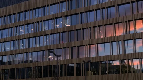 Modern building facade at sunset Stock Footage 98361583