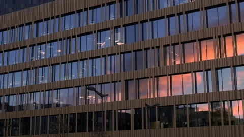 Modern building facade at sunset Stock Footage 98361977