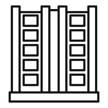 Modern building facade with windows line icon Ilustración de archivo