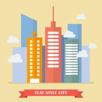 Modern building in flat style Stock Illustration