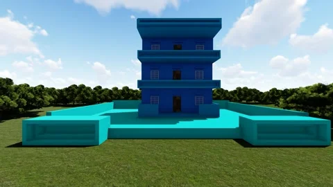 Modern Building in Garden Video stock 344134640
