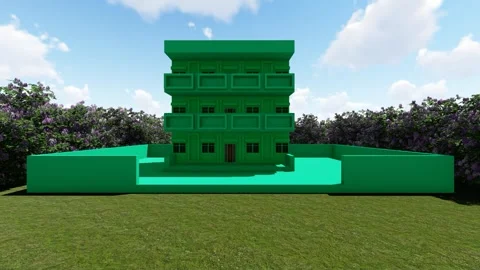 Modern Building in the Garden Video stock 344287761