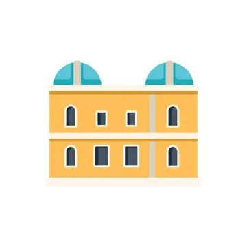 Modern building with glass domes featuring arched and square windows Ilustración de archivo