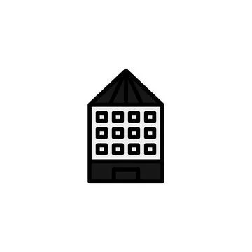 Modern building icon featuring geometric shapes a contemporary architectura.. Ilustração Stock